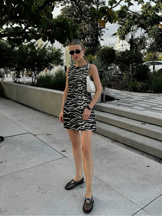 H&M Dresses & Skirts - H&M Edition Zebra Print Jacquard Mini Dress Structured Size XS Black White
